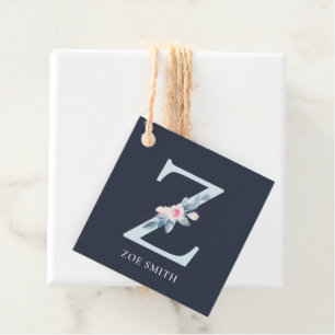 NAVY BLUSH BLUE FLORAL ALPHABETS NAME LETTER Z GESCHENKANHÄNGER
