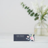 NAVY BLUSH BLUE FLORAL STUD EARRING DISPLAY LOGO MINI VISITENKARTE (Stehend Vorderseite)