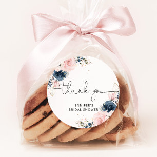 Navy Blush Blumen-Brautparty Runder Aufkleber