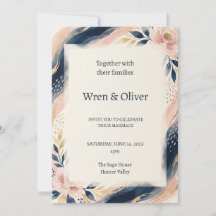 Navy Blush Bogen Hochzeit Einladung