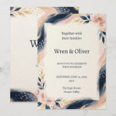 Navy Blush Bogen Hochzeit Einladung (Vorne/Hinten)