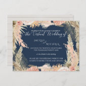 Navy Blush Bohemisch Pampas Floral Virtual Wedding Postkarte (Vorne/Hinten)