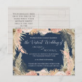 Navy Blush Bohemisch Pampas Floral Virtual Wedding Postkarte (Vorne/Hinten)