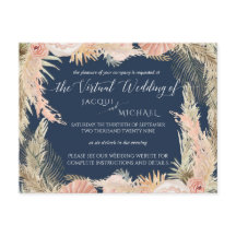 Navy Blush Bohemisch Pampas Floral Virtual Wedding