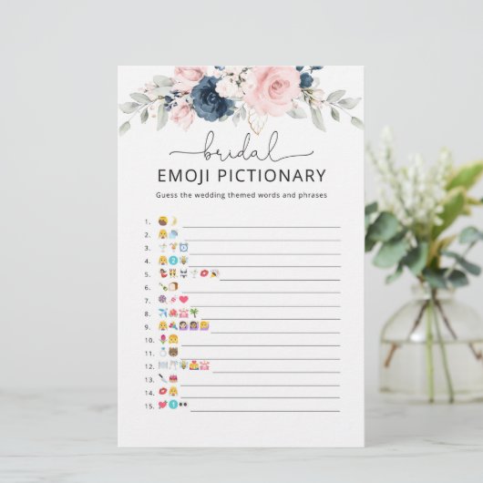 Navy Blush Brautparty Emoji Pickgame (Stehend Vorderseite)