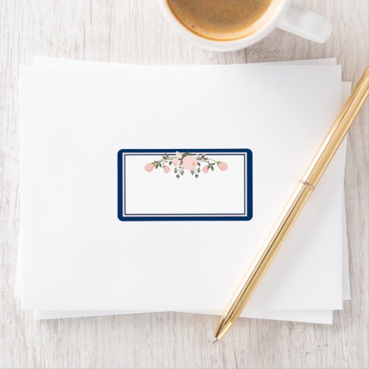 Navy & Blush - Briefmarken für Hochzeitskassette Adressaufkleber (Insitu)