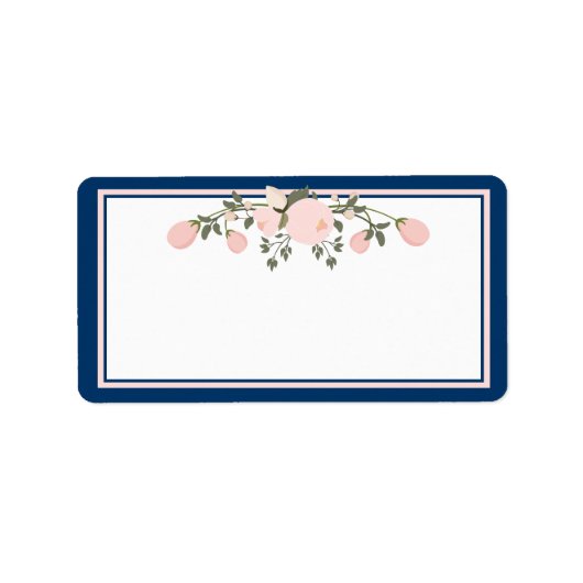 Navy & Blush - Briefmarken für Hochzeitskassette Adressaufkleber (Vorne)