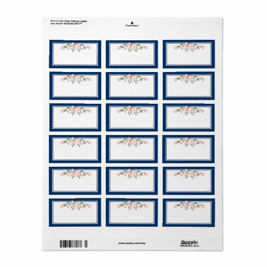 Navy & Blush - Briefmarken für Hochzeitskassette Adressaufkleber (Vorne)