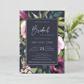 NAVY BLUSH BURGUNDY FLORAL BUNCH BRAUTPARTY EINLADUNG (Stehend Vorderseite)