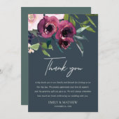 NAVY BLUSH BURGUNDY FLORAL BUNCH WEDEN DANK EINLADUNG (Vorne/Hinten)