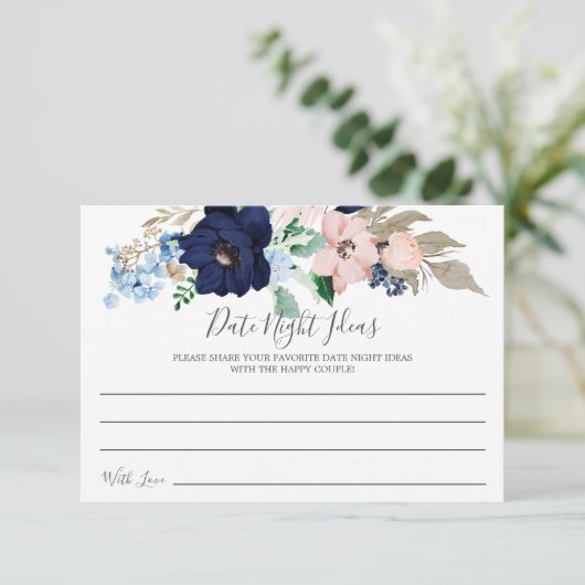 Navy & Blush Date Einladung (Stehend Vorderseite)