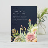 NAVY BLUSH DESERT ERFOLGREICHE CACTI FOLIAGE WEDD EINLADUNG (Stehend Vorderseite)