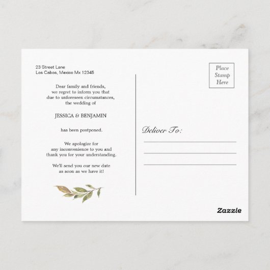 Navy Blush Flora Frame Liebe ist stationiert Postkarte (Rückseite)