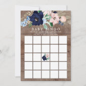 Navy & Blush Floral BINGO Babyduschenspiel Einladung (Vorderseite)