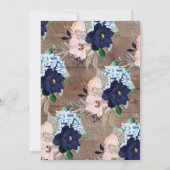 Navy & Blush Floral BINGO Babyduschenspiel Einladung (Rückseite)