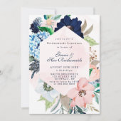 Navy Blush Floral Bridesmaids Luncheon Einladungen (Vorderseite)