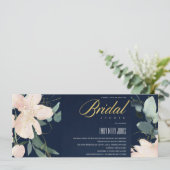 NAVY BLUSH FLORAL BUNCH WATERCOLOR BRAUTPARTY EINLADUNG (Stehend Vorderseite)