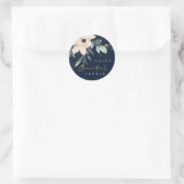 NAVY BLUSH FLORAL BUNCH WATERCOLOR BRAUTPARTY RUNDER AUFKLEBER (Tasche)