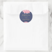 Navy Blush Floral Dahlia Wedding Round Sticker (Tasche)
