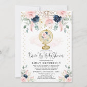 Navy Blush Floral Drive by Baby ShowQuarantäne Einladung (Vorderseite)