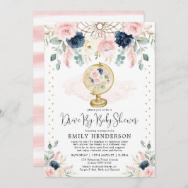 Navy Blush Floral Drive by Baby ShowQuarantäne Einladung