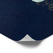 NAVY BLUSH FLORAL FRAME WATERCOLOR BEGRÜSSEN POSTER (Ecke)