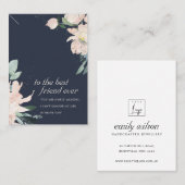 NAVY BLUSH FLORAL FRIEND NECKLACE DISPLAY CARD PLATZKARTE (Vorne/Hinten)