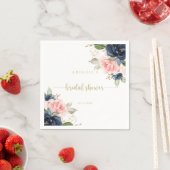 Navy Blush Floral Gold Brautparty Napkins Serviette (Beispiel)