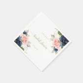 Navy Blush Floral Gold Brautparty Napkins Serviette (Ecke)