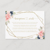Navy Blush Floral Gold Geometric Honeymoon Wish Begleitkarte (Vorderseite)