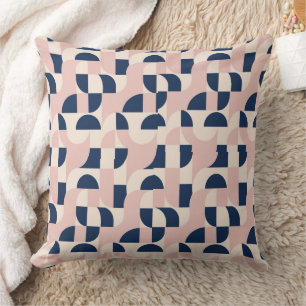Navy Blush Geometrische Wellen Kissen
