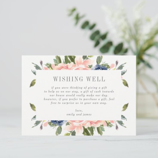 Navy Blush Gift Registry oder Wünschwell Card #NBC Begleitkarte (Stehend Vorderseite)