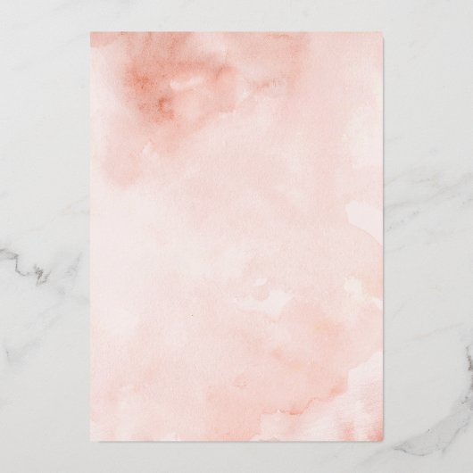 Navy Blush Gold Aquarellfarbe Blumenkohl Folieneinladung (Rückseite)