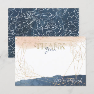 Navy Blush Gold Dankeschön Karte