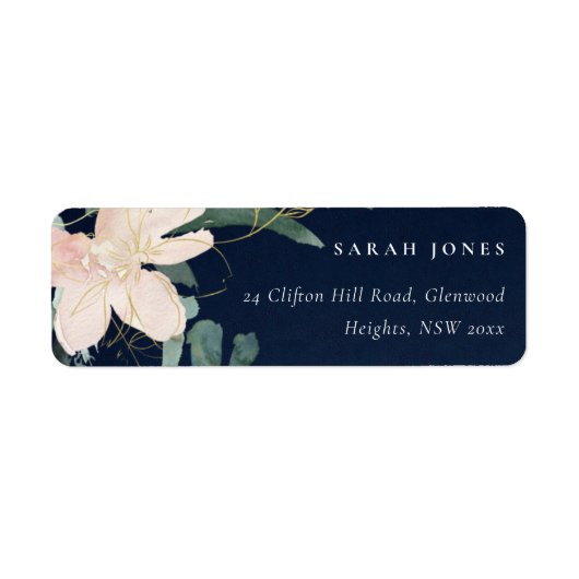 NAVY BLUSH GOLD FLORAL BUNCH WATERCOLOR ADRESSE (Vorne)