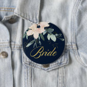 NAVY BLUSH GOLD FLORAL BUNCH WATERCOLOR BRIDE BUTTON (Beispiel)