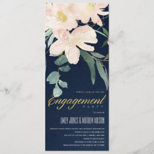 NAVY BLUSH GOLD FLORAL BUNCH WATERCOLOR VERLOBUNG EINLADUNG