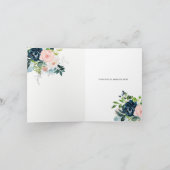 Navy Blush Gold Floral Geometric Danke Karte (Innenseite)