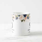 Navy Blush Gold Floral Personalisiert 90. Geburtst Kaffeetasse (Mittel)