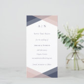 Navy Blush Modern Save the Date Hochzeit (Stehend Vorderseite)