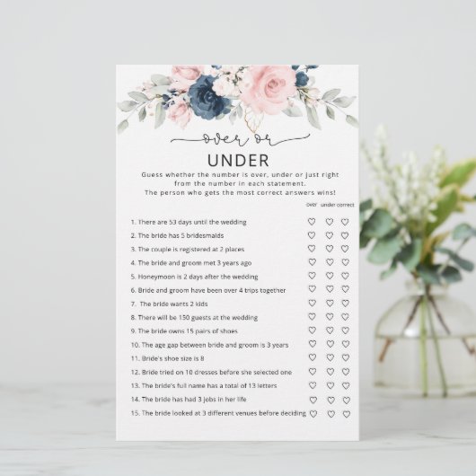 Navy Blush Over oder unter Brautparty (Stehend Vorderseite)