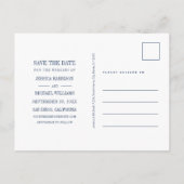 Navy Blush Pink Floral Boho Foto Save the Date Einladungspostkarte (Rückseite)