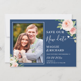 Navy Blush Pink Floral Rettete unser neues Datum Save The Date