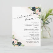 Navy & Blush Pink Probe Dinner Einladung (Stehend Vorderseite)