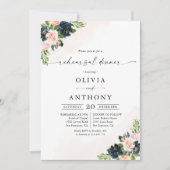 Navy & Blush Pink Probe Dinner Einladung (Vorderseite)