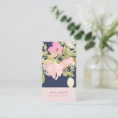 NAVY BLUSH PINK WATERCOLOR ROSE FLORAL BUNCH VISITENKARTE (Stehend Vorderseite)