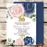 Navy blush Rosa Blütenblüte 50. Geburtstag Einladung<br><div class="desc">Lass,  dass das Party beginnt. Einladung zum 50. Geburtstag. Chic und elegantes Design für diesen besonderen Tag. Alles,  was Sie brauchen,  um ein stilvolles und prachtvolles Party zu schaffen. Napkins,  Teller,  Willkommensschild,  Dankeschön-Karte,  Bonbonverpackungen und vieles mehr. Sehen Sie unsere Kollektion unter Navy Blue und Blush Pink.</div>