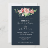 Navy Blush Rose Bauernhof Boho Wedding Einladung (Vorderseite)