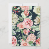 Navy Blush Rose Bauernhof Boho Wedding Einladung (Rückseite)