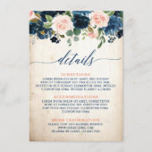 Navy Blush Rose Boho Rustic Wedding Details Begleitkarte (Vorderseite)